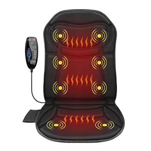 Back Massager Chair Pad,Massage Seat Cushion, Back Massager with Heat, 4 Vibration Intensities & 2 Heat Levels,Electric Back Massager Pain Relief,Body Massager,Gifts for Men,Women