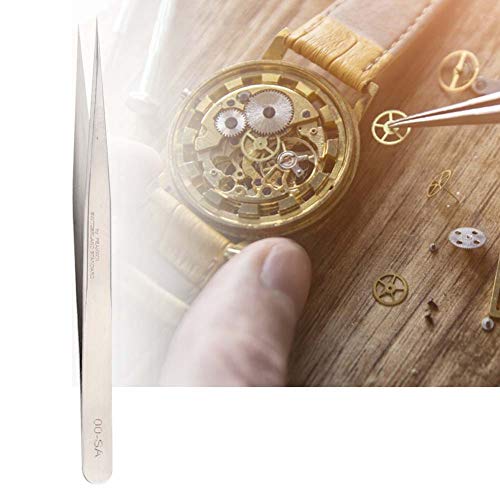 Stainless Steel Tweezers, Precision Tools Quality Anti-Magnetic Tweezers Stainless Steel Watch Repair Tool, Anti-Acid Curved Tips(00-SA) - Image 2