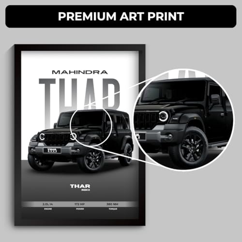 Image of Funk You Store Thar Poster | Framed Thar Roxx A4 Sized (31 x 23 cm) | Black SUV Frames for Wall, Gift for Boys | Car Frames for Wall, Bedroom, Hostel, Study Room, Dorm (F 175)