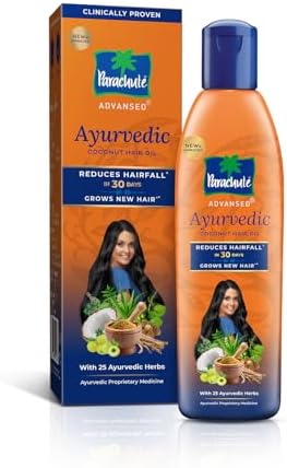 Parachute Advansed Ayurvedic Coconut Hair Oil | For Hair Fall Control & Hair Growth | With Coconut & 25 Ayurvedic Herbs like Amla, Neem, Bhringraj, Brahmi, Methi etc | Clinically Proven to Reduce Hair Fall in 30 Days | 400ml