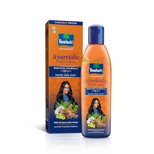 Parachute Advansed Ayurvedic Coconut Hair Oil | for Hair Fall Control & Hair Growth | with Coconut & 25 Ayurvedic Herbs Like Amla, Neem, Bhringraj, Brahmi, Methi Etc | Clinically Proven | 300Ml