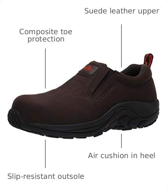 Image of Merrell Mens Jungle Moc Leather Slip Resistant