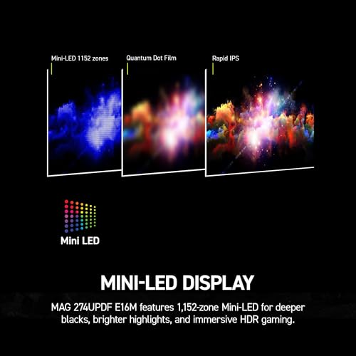 MSI MAG 274UPDF E16M 27-inch 3840 x 2160 (UHD) Gaming Monitor, 160Hz, AMD Adaptive-Sync, HDR Ready, HDMI, VGA Port, VESA Mountable, Tilt, 4-Side Slim Bezel, 0.5ms, Black by MSI - Image 3