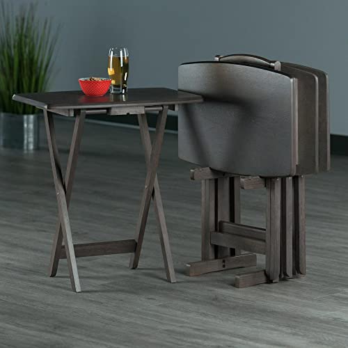 Winsome Dorian 5Pc Oversized Snack Table Set, Oyster Gray (Brown Base) (Replace Color May Vary). #TOP2