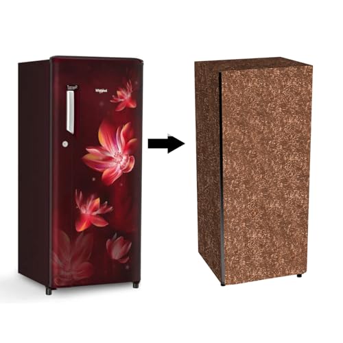 Image of Durable Fridge Cover Single Door 180 to 220 Litre Easy to Clean Dustproof and Waterproof Printed Refrigerator Cover 150x60 cm