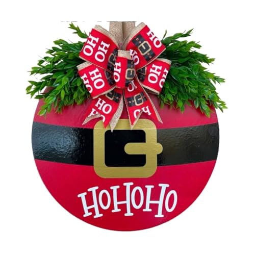 Couronne de Noël artificielle durable avec panneau bois suspendu