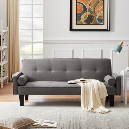 Recaceik Modern Futon Sofa Bed, Convertible Folding Sofa Couch Loveseat Couch Living Room Folding Sleeper With 2 Pillows Furniture For Small Apartment, Space, Home #TOP4