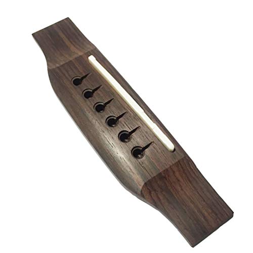 Disens Acoustic Guitar Bridge Rosewood, Slotted Bone Nut And Saddle, 6 String Guitar Bridge Pins Replacement Parts #TOP2