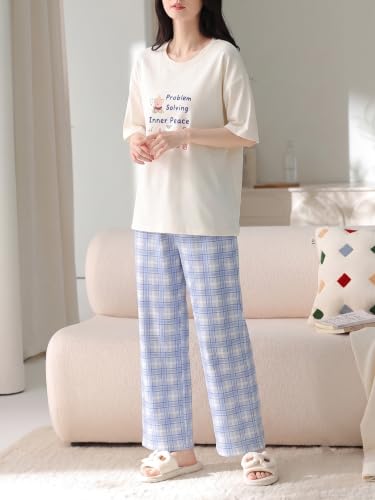 Image of Louis Luxe Womens Korean Night Dress|| Full Pyjama Set || Korean Nightsuit || Women Nightwear ||Round Neck Full Sleeve Nightsuit || Loungewear || Everyday Nightdress (ND-15)