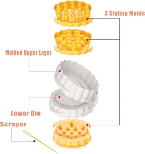 HENRYZH New Mini Pie Plate, 3 Shapes Multipurpose Pie Maker, Pocket Pie Mold, Manual Dough Sheeter, Autumn Pie Maker, Waffle Pie Maker, Plaid Cookie Mould, Classic Mini Hand Pie Mould - Thumbnail 3