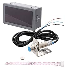 4 Digital LED Display Tachometer RPM Gauge Speed Meter Tester 10-9999 RPM with Hall Proximity Sensor Switch & Bracket Red