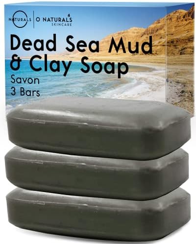 O NATURALS Natural Dead Sea Mud Clay Soap Bar 3 Pack - Gifts for Women
