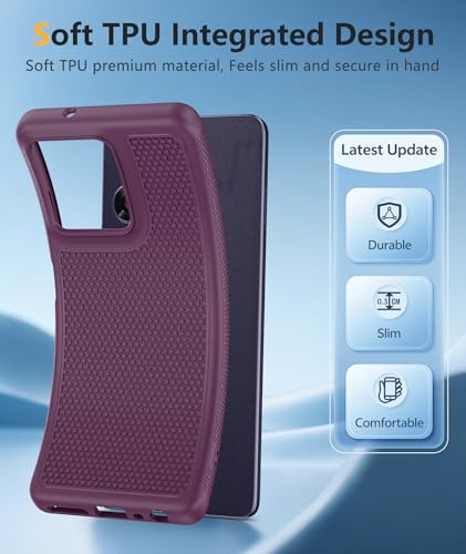 Image of FNTCASE for Moto G-Power 2026 Case: Motorola Moto G Power 2025 Case 14FT Military Grade Drop Protection with Screen Protector Shockproof Anti-Slip Sweat-Resistant Matte TPU Daily Cover (Burgundy)