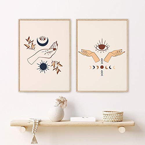 Impressions Boho Main et Lune - Créez un Salon Zen avec nos Toiles Mystiques 50x70