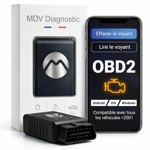 Scanner OBD2 Bluetooth Valise Diagnostic Auto Multimarque - Lecteur de Code Défaut Moteur EOBD/Can - Diagnostic en Temps Réel pour Android, iOS & Windows -...