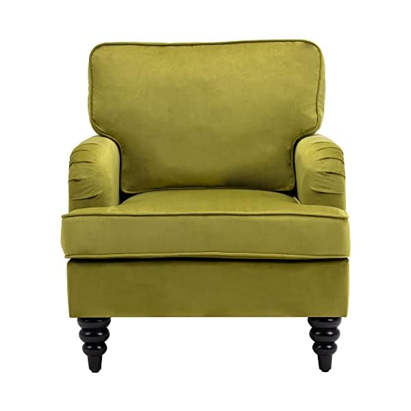 Midcentury modern accent chair velvet arm chairs comfy reading chair single sofa couch for bedroomliving roomsalon olive green  urban country home decor