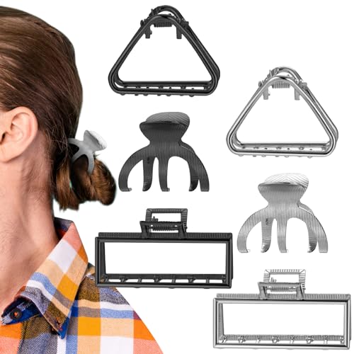 Yuxung 6 Pieces Men Metal Hair Claw Clips Non Slip Metal Hair Clips for Men Strong Accessories for Thick Long Curly