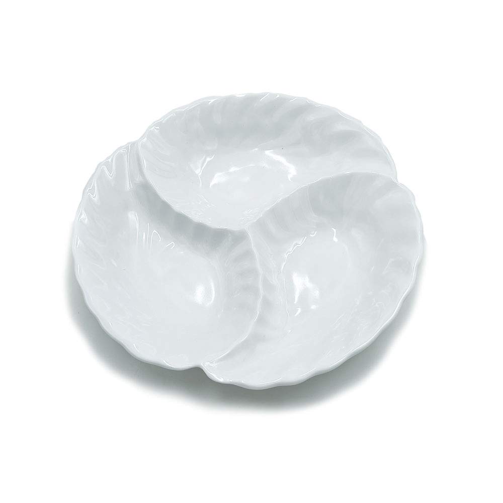 Piatto Portata 3 Scomparti In Melamina - Ø29,5x24cm Bianco Made In Italy - Foto 5