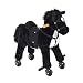 Qaba Kids Interactive Plush Mechanical Walking Ride On Horse Toy with Wheels, Black