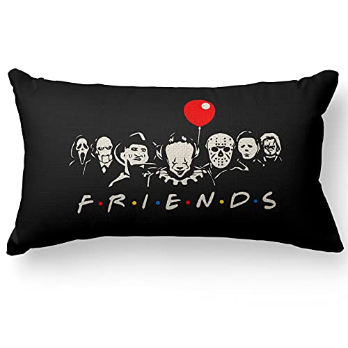 HONLUNG Funny Halloween Scary Clown Horror Movie Character Killers Friends Throw Pillow Cover, 12” x 20”, Scary Halloween Home Room Bed Couch Living Room Decor, Halloween Friend Gift