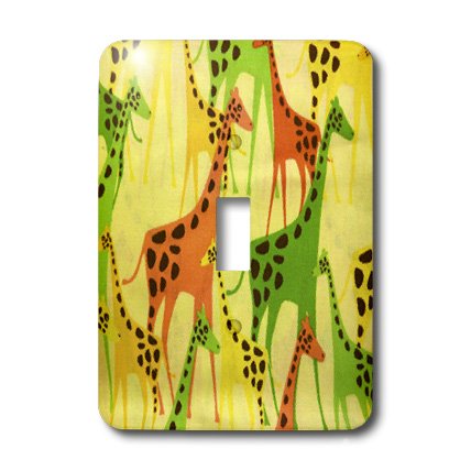 Interrupteur à bascule girafes trois couleurs vert orange jaune 3dRose
