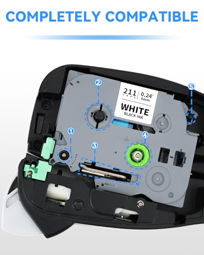 UniPlus Compatível com Brother Label Tape TZe TZ Tape 6 mm 0.6 cm TZe-111 TZe-211 TZe-411 TZe-511 TZ