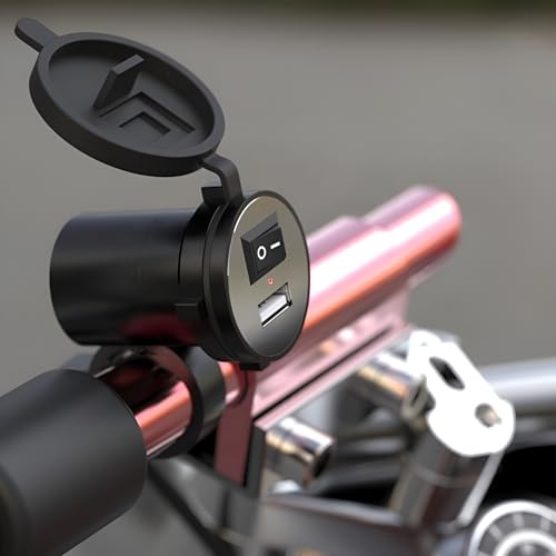 Image of USB Mobile Charger for Bikes and Cars. (Fast Charging Output : 5V-1.5A) (Waterproof Silicon Cover with ON /Off Switch) - Black