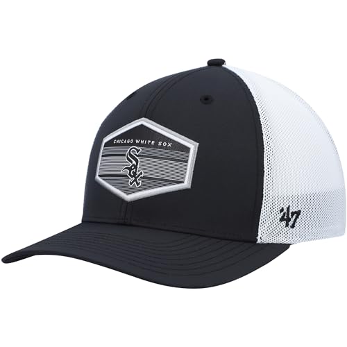 47 MLB Burgess Adjustable Snapback Mesh Trucker Hat, Adult One Size Fits All (Chicago White Sox)