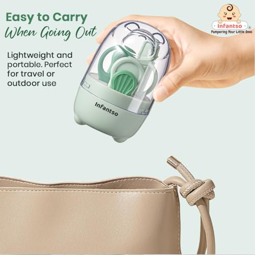 Image of Infantso (4-in-1) Baby Grooming Kit for Newborns & Toddlers (0-3 Years) | Nail Grooming Kit for Baby - Manicure Set with Kids Nail Clipper, Scissor, Filer & Nasal Tweezer | Baby-Safe Rounded Edges | Compact Travel Case
