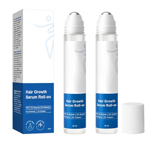 OIXEY 2 Pezzi Hair Growth Serum, 25 Ml Siero Per La Crescita Dei Capelli Al Rosmarino Roll On, Siero Bloccante Del Cuoio Capelluto Favorisce Il Flusso Di Ossigeno, Riduce La Perdita
