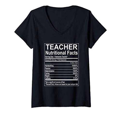 Mujer School Teacher Nutrition Facts Educator Camiseta Cuello V