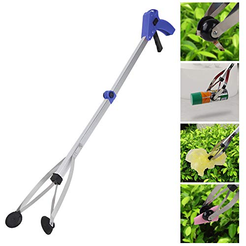 Pegador de lixo, ferramenta dobrável fácil de gerenciar, conveniente para folhas de jardim (cabo azu