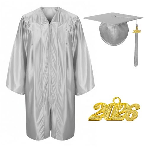 Image of Shiny Preschool Kindergarten Graduation Cap Gown Set for Kids With 2026 2025 Tassel Charm