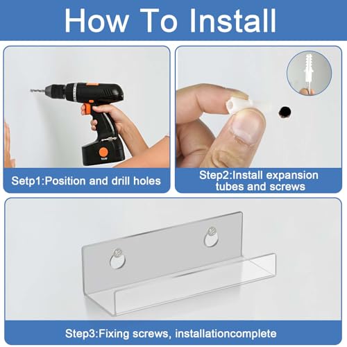 CYZBL 6 Stück Vinyl Schallplatten Regal, Transparent Acryl Wall Mount, Schallplatten Wandhalterung 4in Vinyl CD Halter Zur Platzierung Fotoalben Und Sammlungen