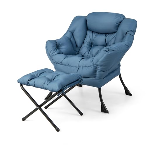 HOMASIS Sillón Relax Reclinable Orejero, Butaca de Salón de Lectura con Bolsillo Lateral para Dormitorio, Oficina, Soporta hasta 150 kg, 81x75x94,5cm