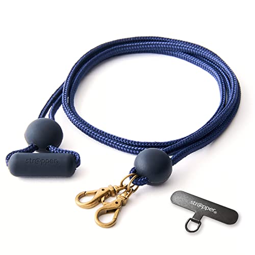 【モノマガジン掲載・NHKおはよう日本出演】 ストラッパー strapper 2WAYやわらかストラップ 携帯ストラップ iphone スマホ ショルダー ストラップ (ネイビー)