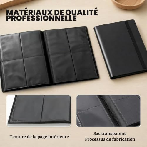 KORVORIA Classeur pour Cartes à Collectionner 360 Cartes, Porte Carte 9 Poches, Album Rangement Premium avec Sangle Élastique, Imperméable, Compatible avec Pokémon MTG Yu-Gi-Oh, Noir – vue 4