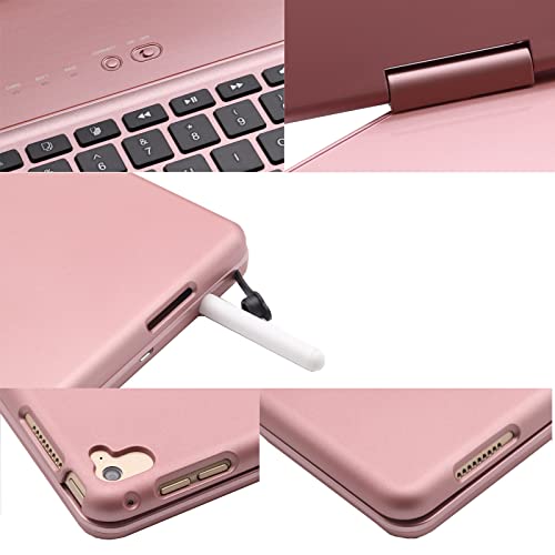 Lenrich Ipad Pro 12.9 Keyboard Case 2017 2Nd 2015 1St Generation,360 Rotatable Wireless Keyboard Smart Folio 180 Swivel Stand Hard Shell Cover Auto Sleep/Wake Up Rose Gold #TOP2