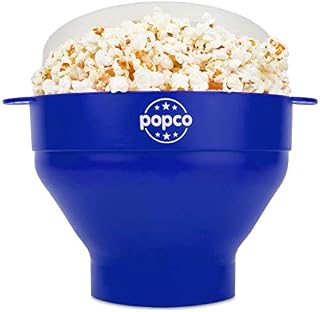 The Original Popco Silicone Microwave Popcorn Popper with Handles, Silicone Popcorn Maker, Collapsible