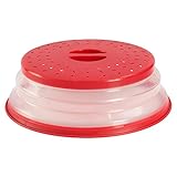 OUCHAN Collapsible Microwave Plate Cover Colander Strainer for Kitchen,BAP Free and Non-toxic (Red)