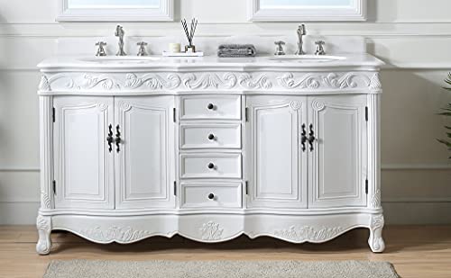 Benton Collection 64” Antique White Beckham Bathroom Sink Vanity Model Cf-3882W-Aw-64 #TOP5