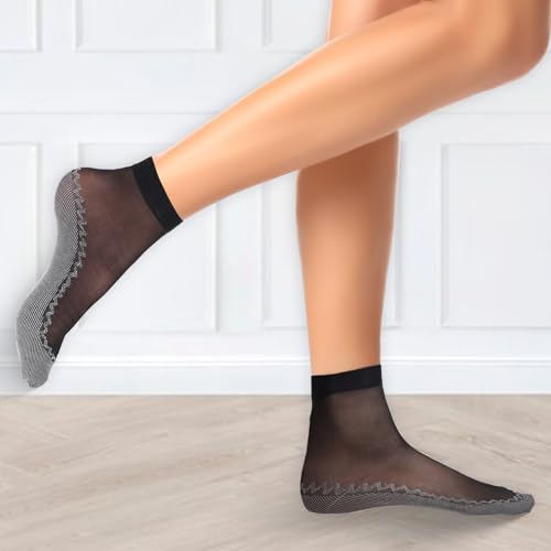 Image of InnoHHustle Sheer Socks, 12 Pairs Nylon Socks for Women Sheer Ankle Sock Women Ankle Stockings Silk Sock