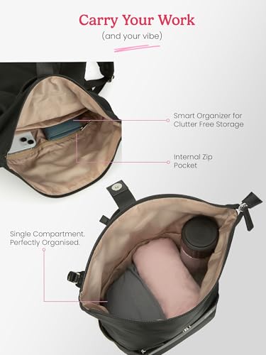 Image of Genie Rogue Laptop Backpack for Girls (27L) | Spacious Office, College & Travel Laptop Backpack | Padded Laptop Sleeve | Black