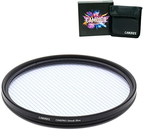 Camdiox Cinepro EX Blue Streak Star Flare Filter - Cinematic Starlight Effect with rotatable Ring for DSLR mirrorless Video Camera (77mm)