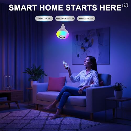 Image of Drumstone Smart 12W B22 LED Bluetooth Music Bulb | RGB Light + Built-in Speaker | Bluetooth 3.0, 24-Key Remote, Multi-Colour Lamp for Home, Bedroom & Party Decor
