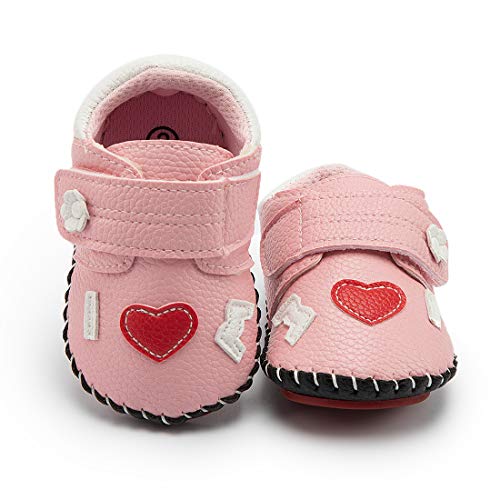 Image of HsdsBebe Baby Boys Girls Pu Leather Hard Bottom Walking Sneakers Toddler Rubber Sole First Walkers Infant Cartoon Slippers Crib Shoes