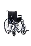 SPES - Sedia a rotelle pieghevole - carrozzina per anziani e disabili - in acciaio con braccioli e poggiapiedi estraibili e freni di stazionamento - Portata 115 Kg, colore grigio, 46 cm