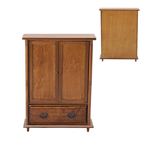 Guarda-roupa em miniatura de casa de bonecas, móveis em miniatura de casa de bonecas 1:12, acabament