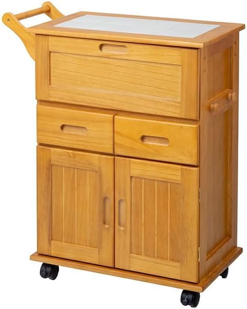 Amazon.co.jp: ファミラ 天然木 フラップ扉 キッチンワゴン キッチン