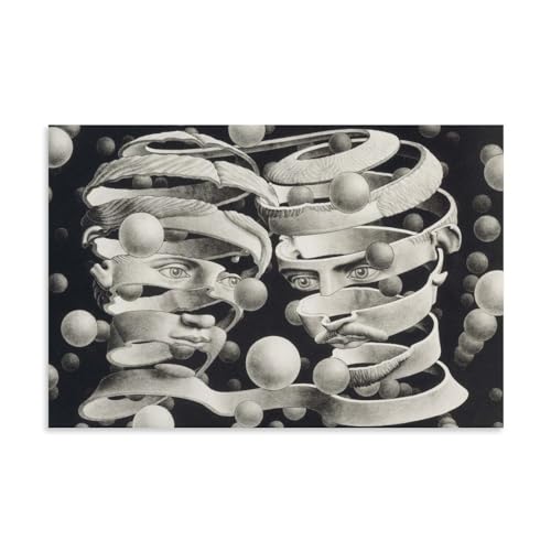 Poster imprimé Bond of Union par MC Escher Artists Works - Impression sur toile - Décoration murale d'intérieur moderne - 30 x 45 cm